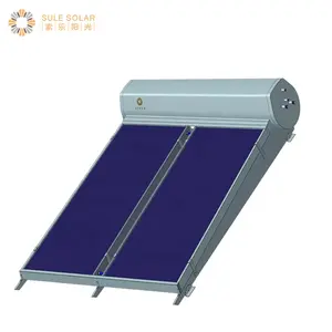 Aquecedor térmico solar de placa plana de cobre pressurizado com tanque e bobina de aço inoxidável