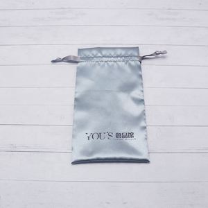 Luxury Drawstring Satin <b>Bag</b> with Logo Blue Gift Pouch <b>Dust</b> <b>Bag</b> Aseptic Best Packaging S005 - Product Image 4