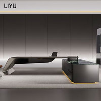 Bureau de direction moderne avec tiroir de rangement, design italien, poste de travail pour manager, mobilier commercial