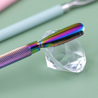 Professionnel Nail Pro Pusher Grade En Acier Inoxydable Cuticule Remover Cuillère Nail Cleaner Cuticule Pusher Noir Blanc Logo