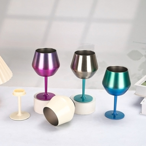 Verre à vin à tige amovible 14 oz 420 ml, gobelets à boire en métal à double paroi isolés, gobelets à <span class=keywords><strong>pied</strong></span> pour café, bière, pour barbecue, fête - Product Image 6