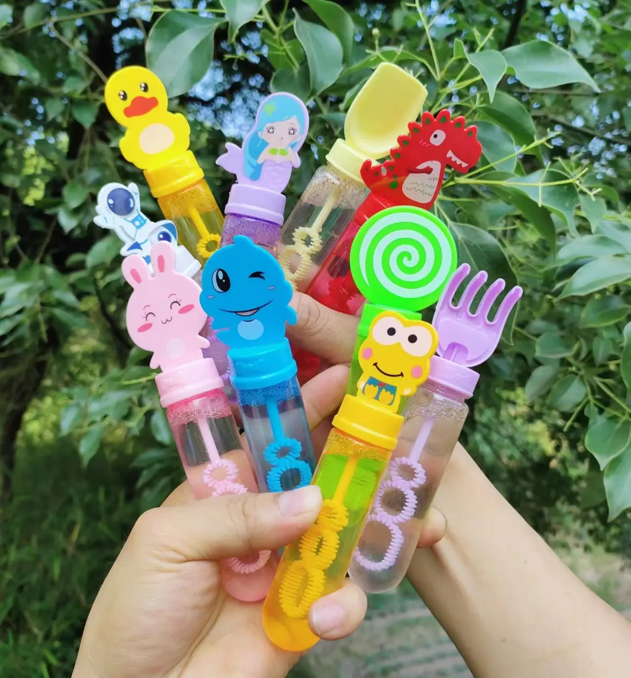 Syh87 Outdoor Gifts Summer Pool Beach Party Toys Mini Bubble Stick Rabbit Mermaid Duck Bubble Wands for Kids