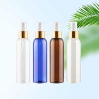 Flacon pulvérisateur en plastique PET 100ml 150ml 200ml, bleu, marron, pour cosmétiques et parfums, avec bouchon pulvérisateur doré ou argenté