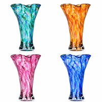 Vase de sol en cristal soufflé à la main, personnalisable, de luxe, avec design industriel, incrustation dorée, motif marbré en spirale, pour la décoration de la maison