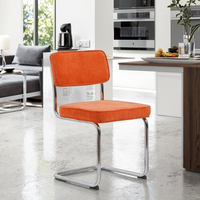 Chaise de salle à manger contemporaine en tissu rembourré, vente directe d'usine à prix avantageux, cadre en acier inoxydable pour chambre à coucher, cuisine, appartement, bureau