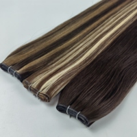 Extensiones de Cabello Genius Weft Finas, Cabello Humano Virgen Sin Procesar, Cutícula Intacta, Trama Invisible para Coser en Paquetes