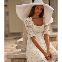 ENYA – robe mi-longue en dentelle pour filles, luxueuse, épaules dénudées, manches courtes, élégante, tenue de vacances, dernière mode