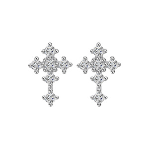 Pendientes de Cruz minimalistas de Plata de Ley 925 geométricos Pave completo CZ todos los días declaración de moda desgaste de fiesta diseño de aro circón - Product Image 6