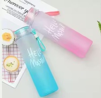Ming Chuan para niños grande portátil 800ml tipo paja botella de agua lindo oso gradiente diseño verano plástico mano agarre