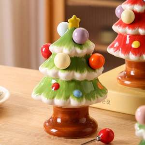 Juego de tenedores de cerámica con forma de árbol de Navidad, creativos, seguros y bonitos, para frutas, para niños, de alta estética, reutilizables, para decoración de mesa en el hogar. - Product Image 4