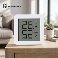 Hygrothermographe numérique haute résolution ZenMeasure Swiss avec capteur intégré et support de bureau pour une surveillance précise de l'humidité