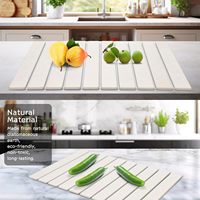 Tapis de séchage écologique pliable en diatomite absorbant pour comptoir de cuisine, vaisselle et tasses