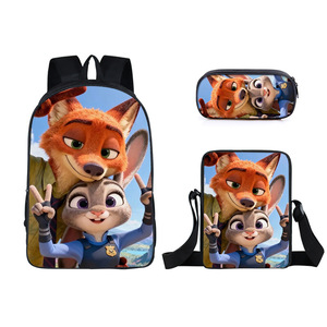 Hotverkopende Cartoon Zoo Rugzak 3-delige Set - Rugzak, Schooltas, Etui, Kleine Schoudertas - Groothandel - Product Image 5