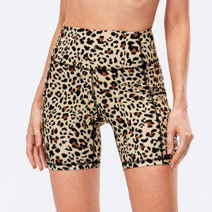 Pantaloni da Yoga a vita alta da donna <span class=keywords><strong>F52</strong></span> con tasche in tinta unita con stampa leopardata stile da motociclista per sport Casual Leggings Fitness - Product Image 1