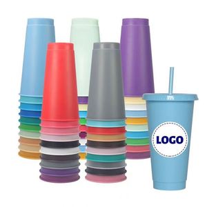 Custom Personalized logo 24OZ 710ML Ultra-high Capacity PP Colorful Disposable Plastic Cup with Straw for Party and Activity - Product Image 2