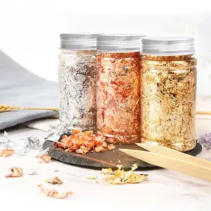 DIY Metallic Craft Gold Foil Flakes Silver Rose Copper Foil Flakes Paint Metal Gold Foil Flakes Leaf 3g 5g 10g Jar Bottle