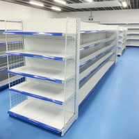 Op maat gemaakte metalen schaporganizer supermarkt-gondelstellingen dubbelzijdige zwarte displayrekken
