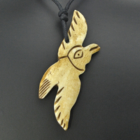 QIANZHIYUN GX-115 Collier Pendentif Oiseau en Os de Yak Marron Tibétain Fait Main Vintage pour Homme avec Chaîne en Corde – Cadeau – Vente Chaude