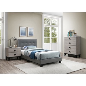 Contemporary Cream Nightstand With Drawers Bed <b>Side</b> Table Plywood Storage - Product Image 5