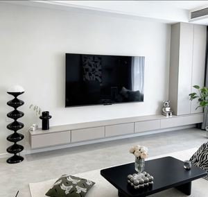 Meuble TV personnalisé en bois massif avec portes en verre, tiroirs de rangement, étagères ouvertes pour TV, salon, meubles de luxe - Product Image 3