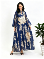 Robe élégante pour femmes musulmanes, brodée de sequins dorés, style moyen-oriental, best-seller 2026, robe de Ramadan pour femmes musulmanes