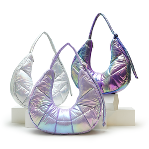 Borsa gonfia in Nylon di colore metallizzato personalizzata per le donne elegante Design alla moda Puffer Tote Bag leggera moda Puffy <span class=keywords><strong>Hobo</strong></span> Bag - Product Image 6