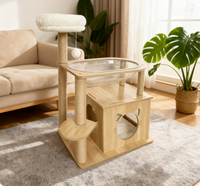 Meow Star Arbre à chat classique moderne avec des matériaux en bois et en lin