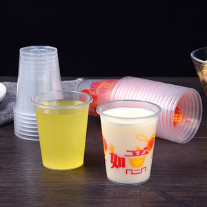 Vasos de plástico transparente desechables y gruesos de 101-200 ml para bebidas y jugos, para uso en fiestas, con impresión de logotipo. - Product Image 1