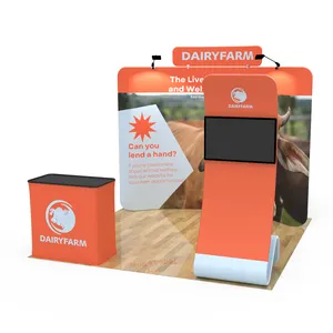 Portable exhibition display stand 10*10ft booth equipment custom tension fabric company logo backdrop for trade show