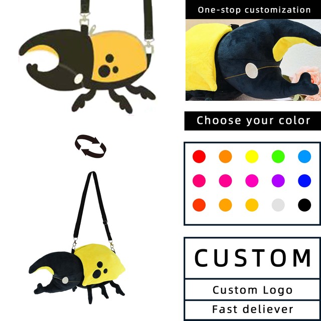 Custom Plush Bag Beetle Insect Invertebrate Worm Maggot Larvae Invert Plushie Purse Handbag Custom Plush Backpack
