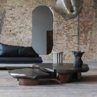 Table basse en bois massif 2025, art de salon minimaliste moderne personnalisé, design unique, meubles de maison irréguliers