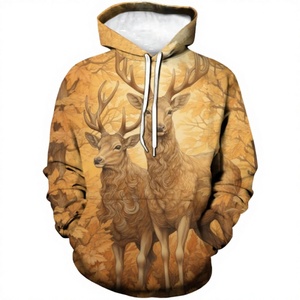 เสื้อฮู้ดลายกวาง 3 มิติ พิมพ์ลายแปลกใหม่สำหรับฤดูหนาว ผ้าฟลีซ โพลีเอสเตอร์ 100% แห้งเร็ว สำหรับผู้ชายและผู้หญิง ขายส่ง - Product Image 3