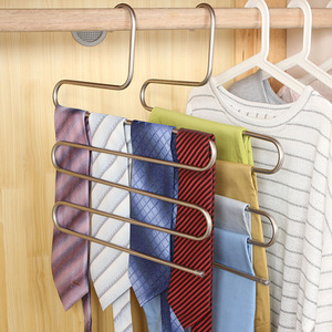 Stainless Steel Multi Layer <b>Trouser</b> <b>Hanger</b> <b>With</b> <b>Clips</b> For Wardrobe Storage Closet Organization - Product Image 3
