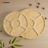Amboo Plateau de service en bambou naturel Assiette pour servir Assiette en bois pour manger Fabriqué à la main Décoratif
