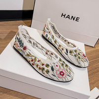 Printemps et été maille brodée chaussures de Ballet plat nouvelle douce fille mode fleur respirant anti-dérapant Mary Jane chaussures simples