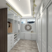 Armoire en bois de style européen, organisateur de vêtements en mélamine de couleur blanche, design walk-in, meuble de chambre à coucher intégré