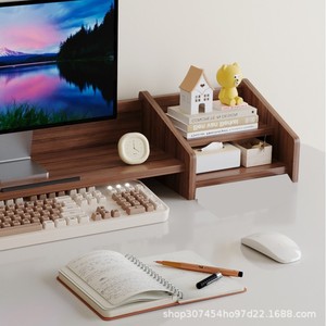 Computer Monitor Riser With Drawers Desktop Storage Rack <b>Laptop</b> <b>Stand</b> MDF 2nd Floor For Office Home Use - Product Image 1