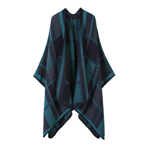 Poncho châ<span class=keywords><strong>le</strong></span> plissé à carreaux en mélange acrylique et polyester, chaud et surdimensionné pour l'hiver, idéal comme cadeau ou pour un look tendance. - Product Image 5