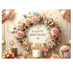 <span class=keywords><strong>Bannière</strong></span> de fond en papier écologique <span class=keywords><strong>Joyeux</strong></span> <span class=keywords><strong>Anniversaire</strong></span> et toile de fond noire et or pour décorations de fête d'<span class=keywords><strong>anniversaire</strong></span> et de carnaval - Product Image 2