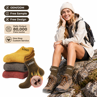 Chaussettes de randonnée en laine mérinos épaisse avec logo personnalisé OEM ODM pour hommes, idéales pour le trekking, le camping, l'automne, chaudes, rembourrées, antidérapantes, jetables
