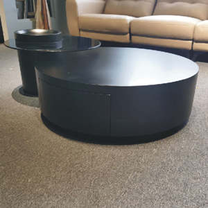 Set 3 pezzi moderno in metallo nidificante tavolino da caffè nero oro rotondo occhiali da soggiorno mobili - Product Image 2