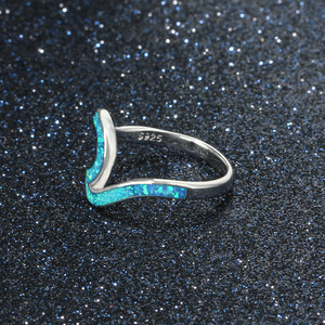 Wholesale S925 sterling silver geometric opal <b>rings</b> suitable for women's everyday wear fashionable jewelry - Product Image 5