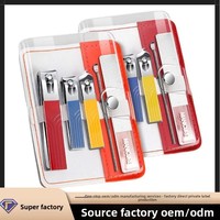 Longhui Nouveau Kit de Manucure Portable 5-en-1 en Acier Inoxydable Transparent Pliable Style Allemand Haute Esthétique