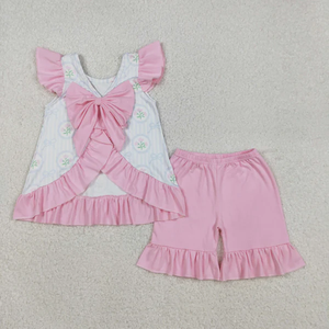 Listo para Enviar, Ropa Infantil al por Mayor, Conjunto de Pantalones Cortos con Volantes Amarillos para Niñas - Product Image 3