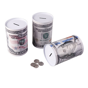 1 pièce Tirelire cylindrique créative en fer blanc, boîte à monnaie pour euros et dollars, boîte d'épargne domestique, décoration intérieure - Product Image 4