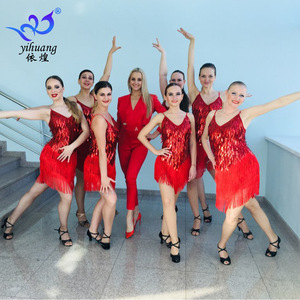 BH1805 Sling Sequin <strong>Tassled</strong> Latin Dance Performance <strong>Dress</strong> for Women Polyester Material Stage &amp; Competition Team Use - Product Image 4
