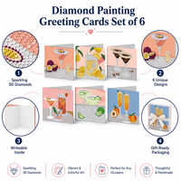 Ensemble de 6 cartes de vœux personnalisées à peindre au diamant, kits d'art DIY 5D à thème cocktail avec strass, vente en gros directe d'usine