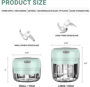 Mini hachoir à ail en acier inoxydable pour la vente en gros, petit appareil de cuisine, trois couleurs, hachoir à viande mains libres - Product Image 2