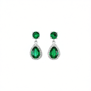 Omen – boucles d'oreilles en forme de poire avec diamant vert, strass en cristal, bijoux de fête classiques pour femmes, E1358 - Product Image 1