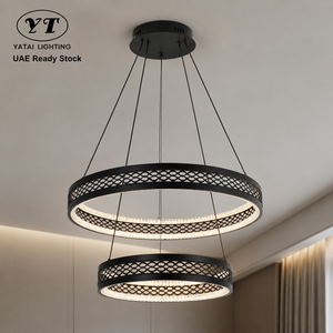Lustre moderne en fer rond à LED, dimmable, télécommande tricolore, pour salle à manger, salon, décoration intérieure - Product Image 1